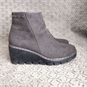 Nautica Women's Wedge Grey Boots 9.5‎
